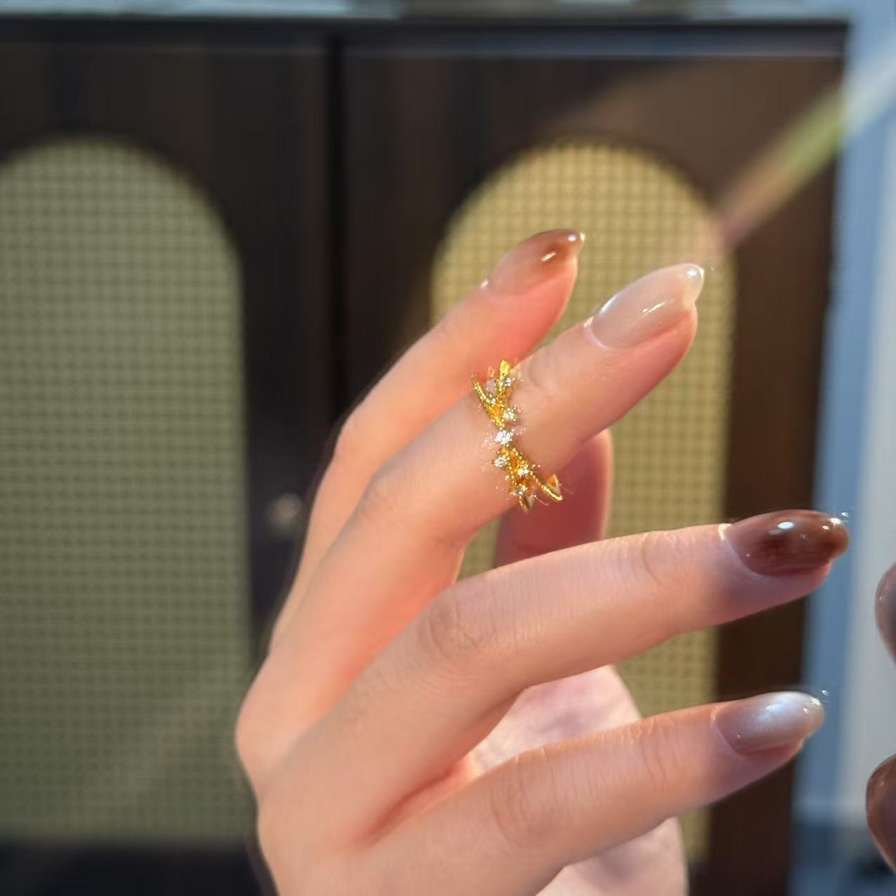 铜合金合成锆石戒指 精工爆闪满天星戒指 JZ01