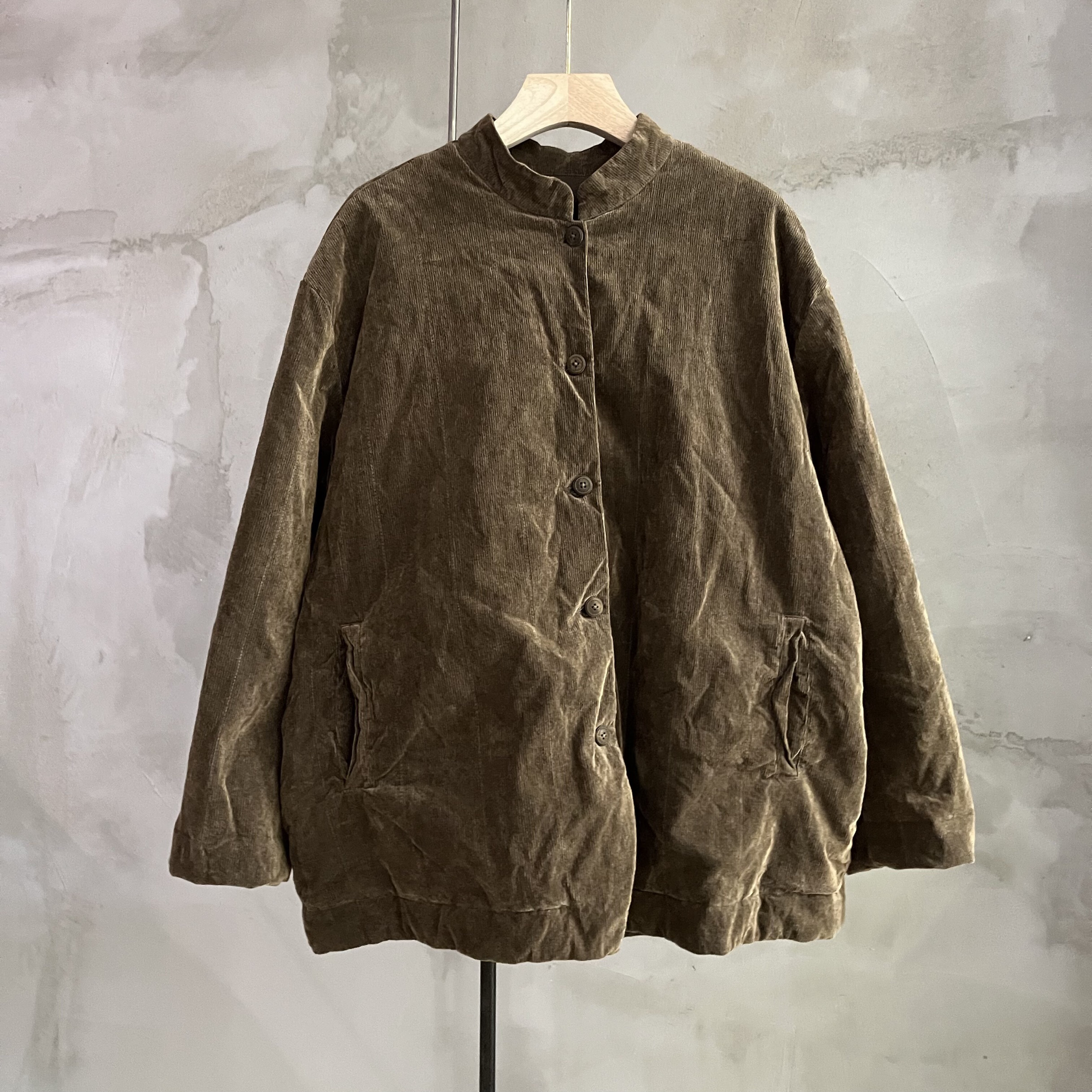 沉香布衣草堂灯芯绒小立领棉服衣路走来棉麻39058短外套Y25a10211