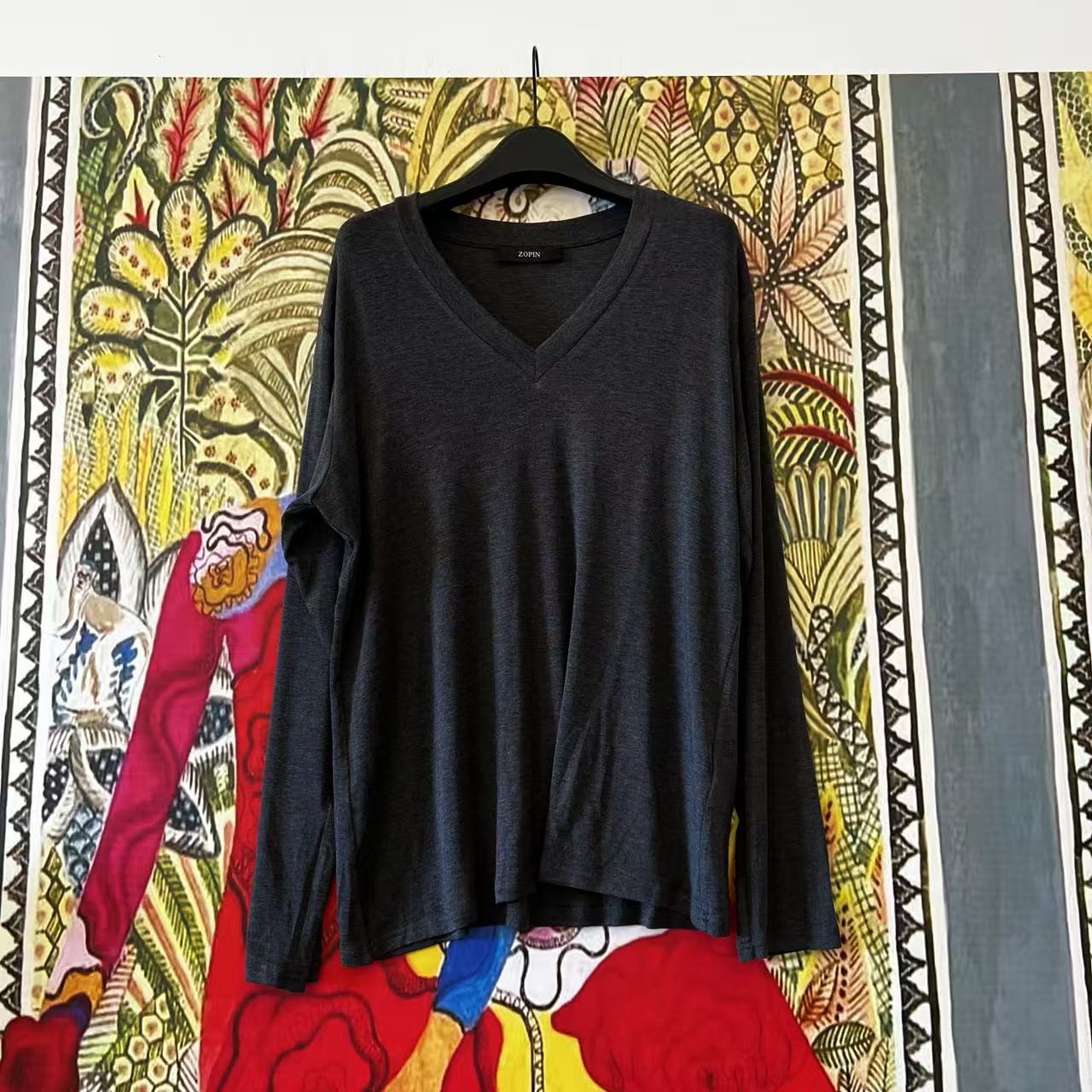 【大G精选】“舒适王者”法式极简羊毛天丝v领T恤