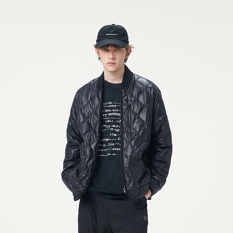 【INXX】龟裂纹路轻薄羽绒服侧开叉拉链短外套男女同款XRF3151294