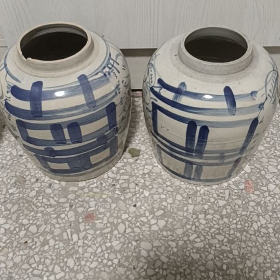 陶摆件双双双喜临门罐罐摆件青花