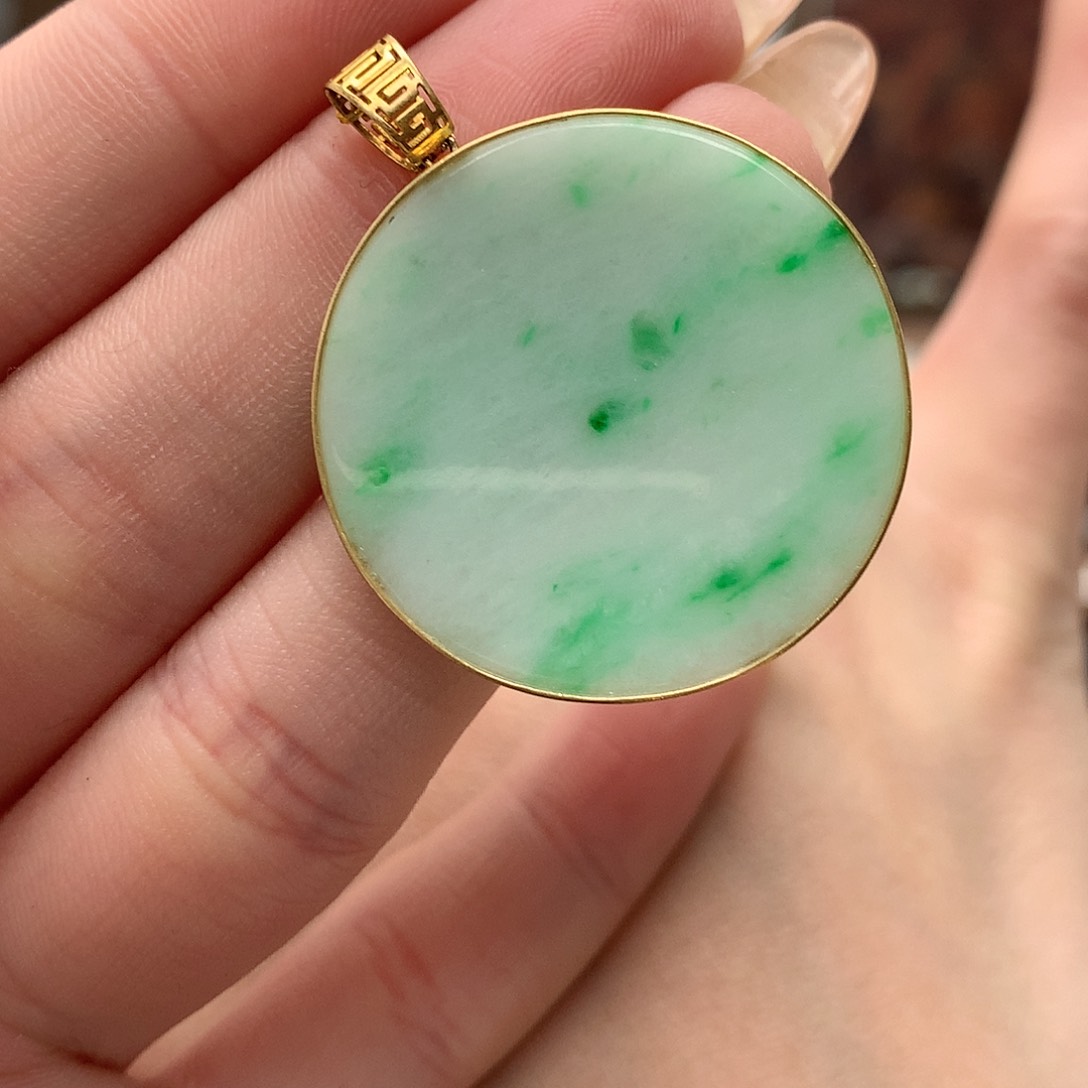 翡翠吊坠(不含链)18K金镶嵌