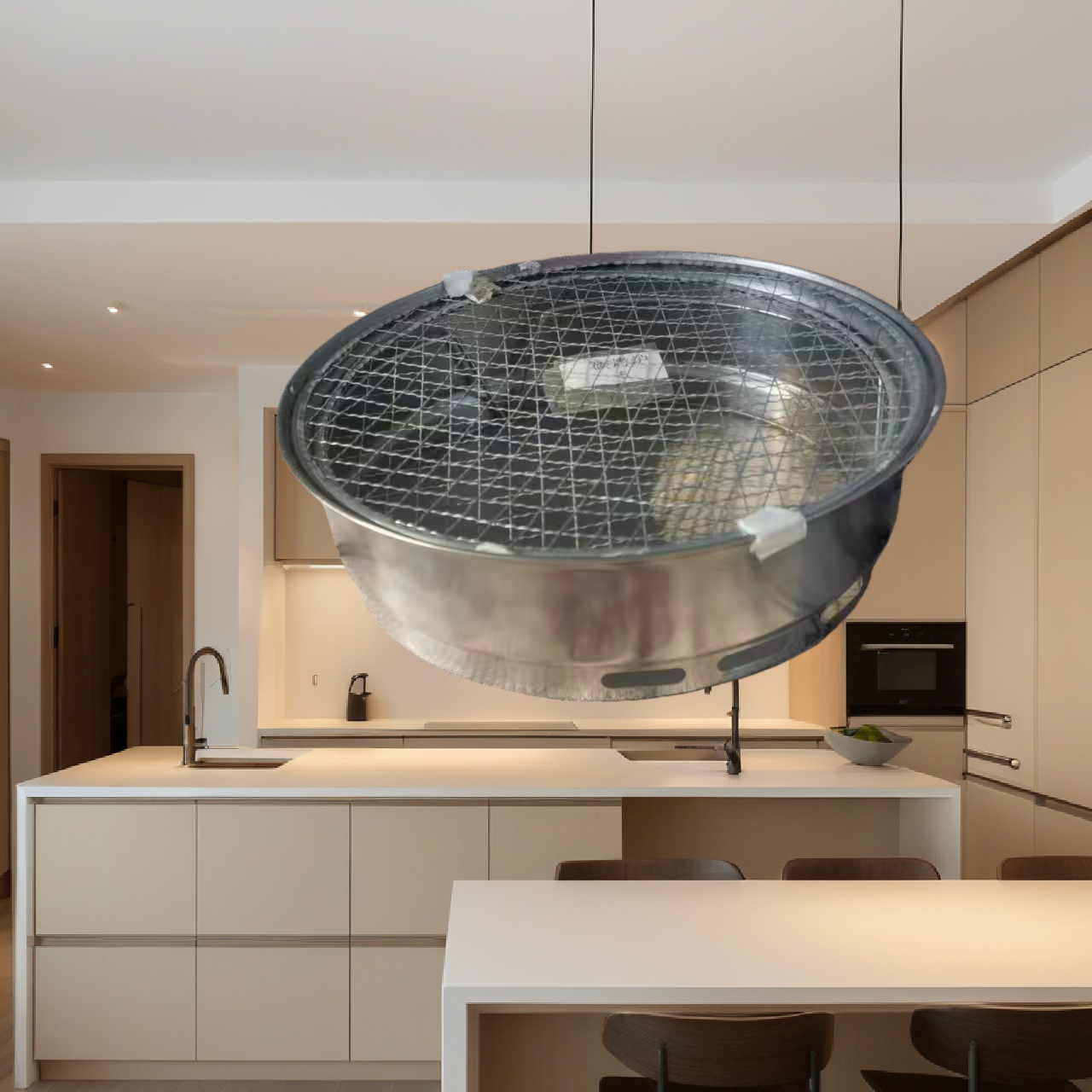 户外便携不锈钢圆形碳烤炉可用于烤肉与围炉煮茶