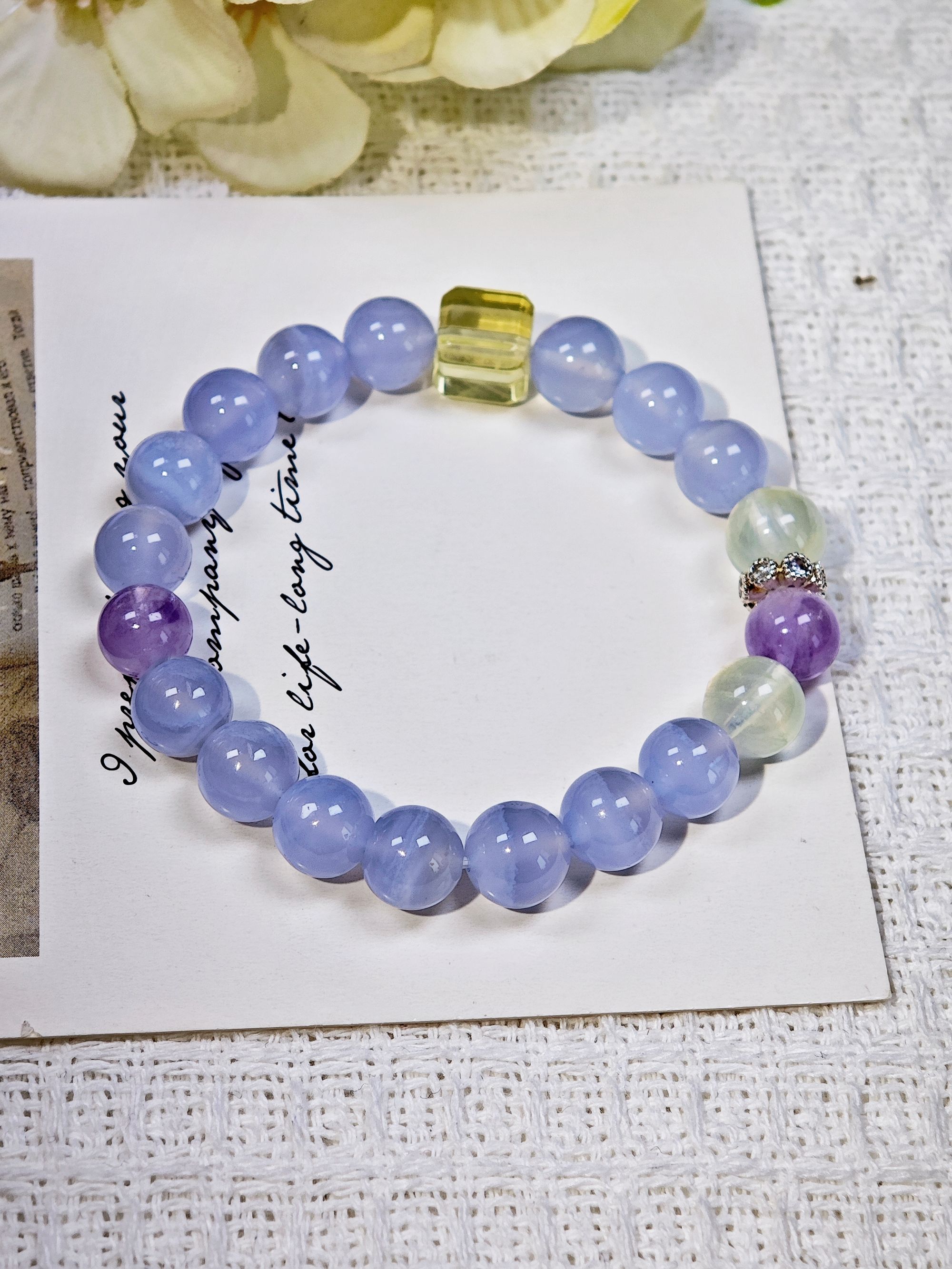 蓝色玛瑙石设计款单款手链(蓝色玛瑙河) 多样性发一