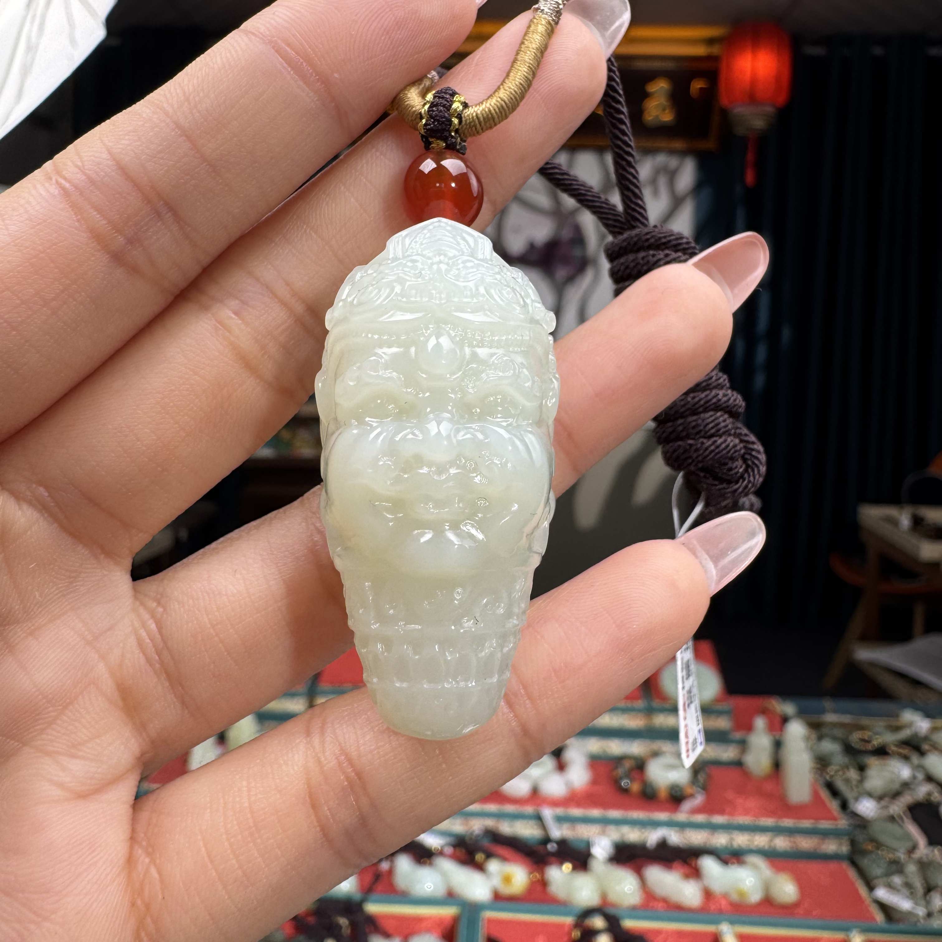 和田玉挂件立体手工雕刻黑财神大黑天