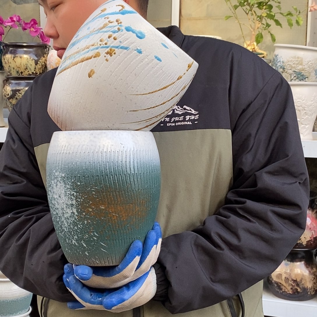 紫砂花盆口16高20福利俩个