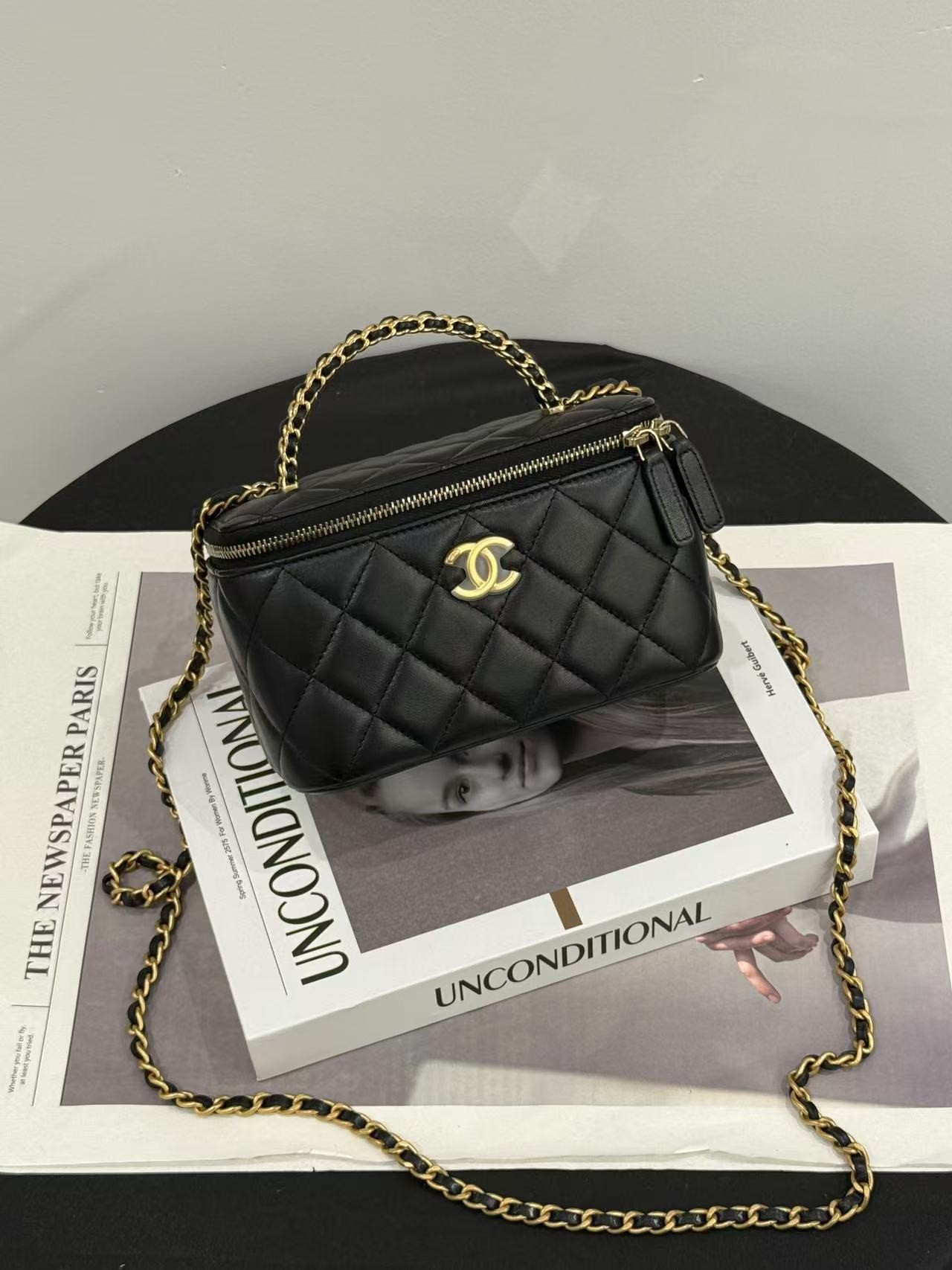 99新 Chanel/香奈儿 22K 麻花手柄长盒子黑色 大全套 拍下送中检