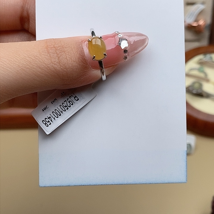 翡翠戒指银S925镶嵌111111