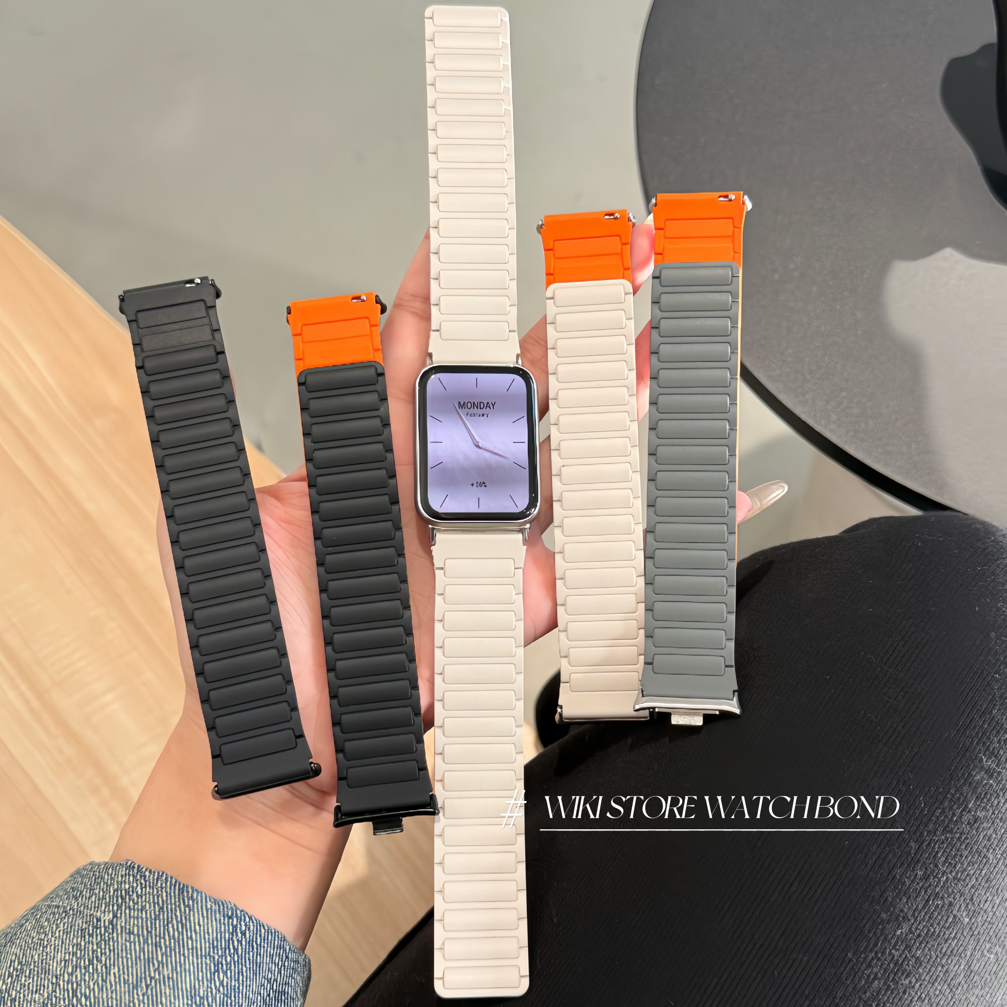 WIKI适用小米手环9pro液态硅胶工字磁吸表带红米watch5/4运动男女