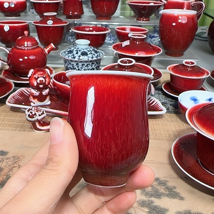 景德镇陶瓷红马坊杯