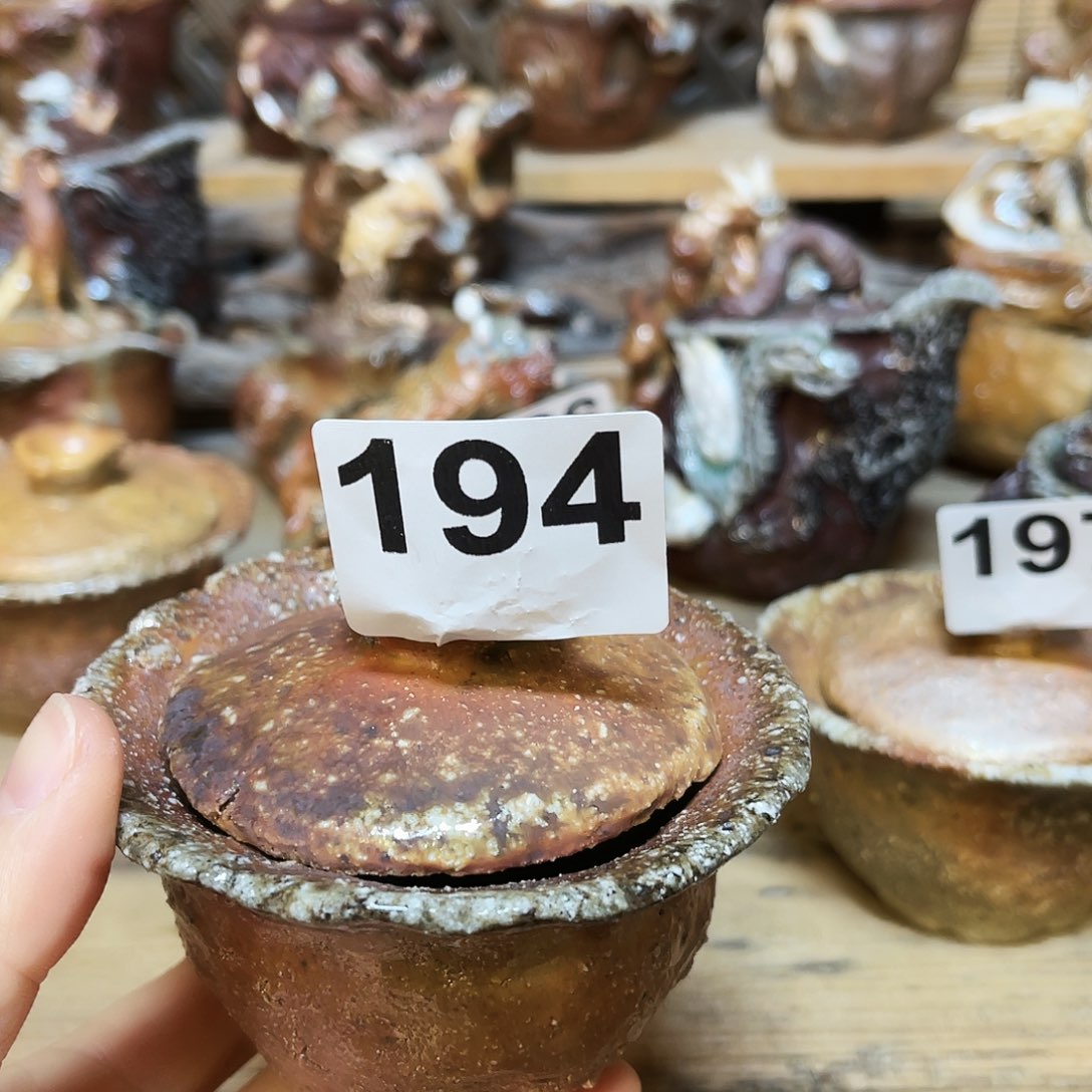 杯专****）柴烧粗陶手捏盖碗特价