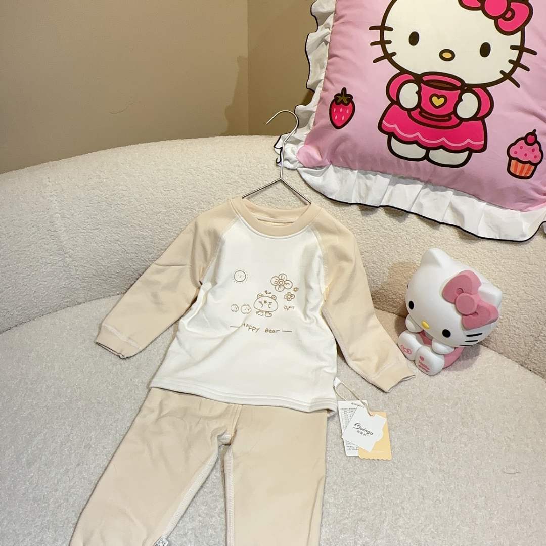 布婴谷-【快乐小熊60215平腰款】蚕丝无骨叉肩家居服套装