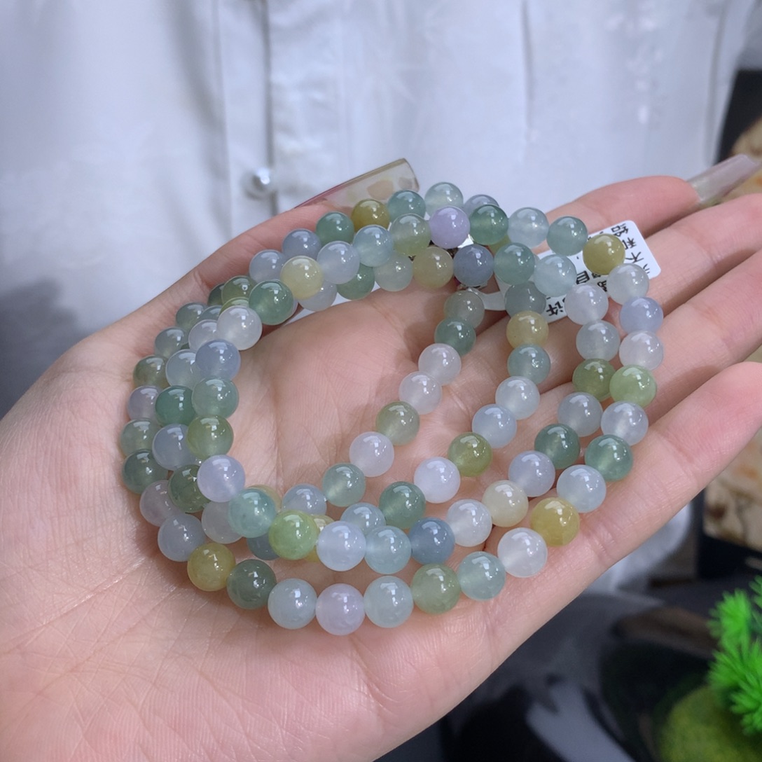 翡翠手链未镶嵌卡6.9冰胶马卡龙