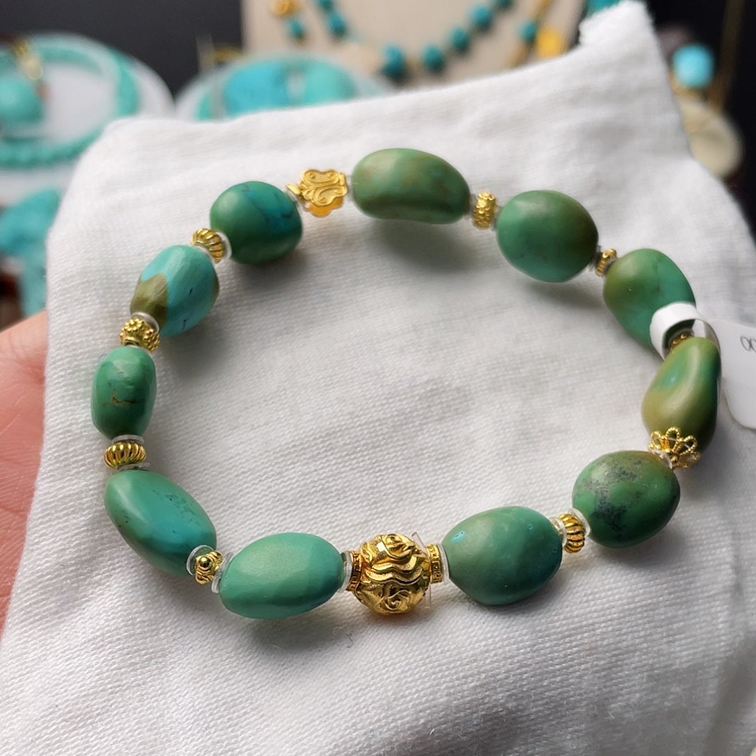 绿松石珠宝半成品18K金镶嵌