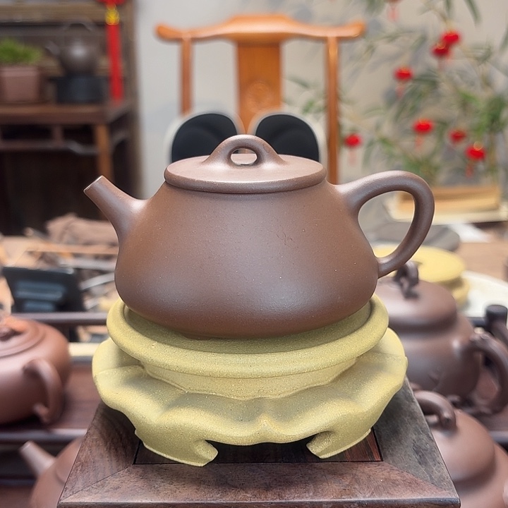 紫泥茶壶精工半手平盖石瓢