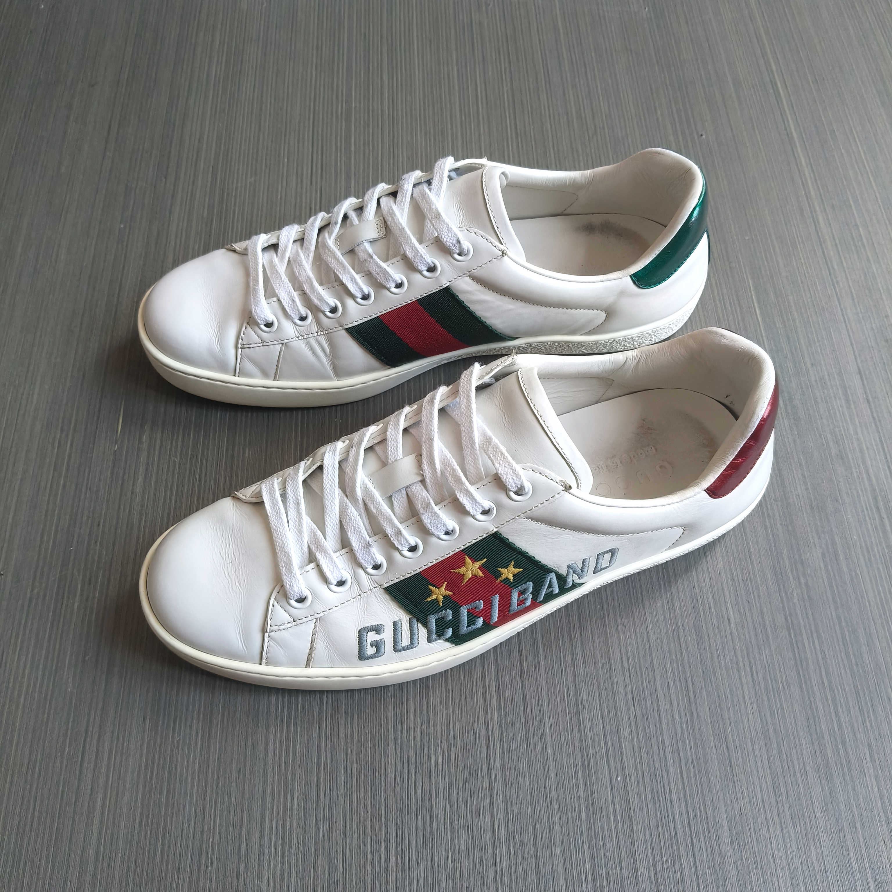 95新 GUCCI/古驰 40.5码/经典双色系带字母大logo 低帮休闲板鞋