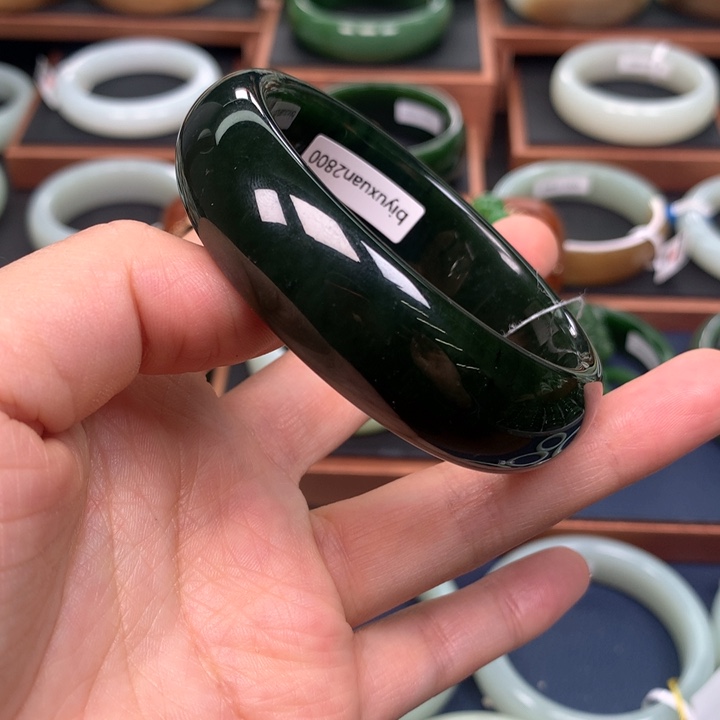 和田玉（碧玉）手镯5758圈口未镶嵌