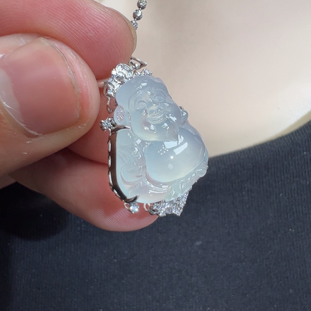 翡翠吊坠(不含链)18K金镶嵌