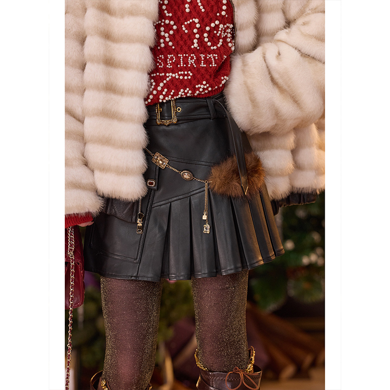 吞吞秋冬【小尾巴 棕色】秒变贵气 精致复古百搭镶钻毛毛配饰腰链女