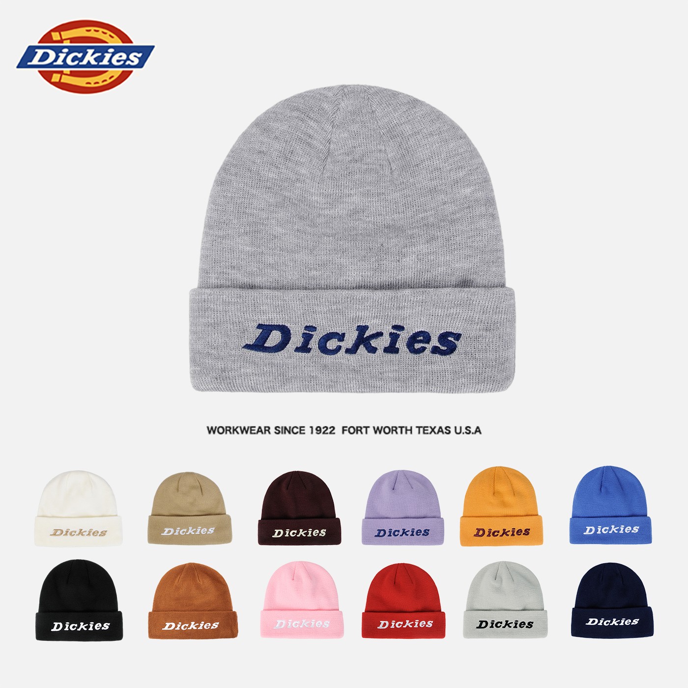 Dickies秋冬刺绣LOGO保暖帽子大头围显脸小针织毛线帽情侣款冷帽