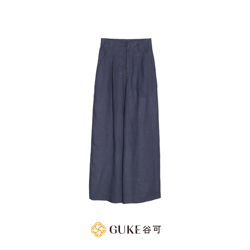 GKE/谷可K5181时尚亚麻直筒裤女装新款高腰气质休闲夏天薄款裤子