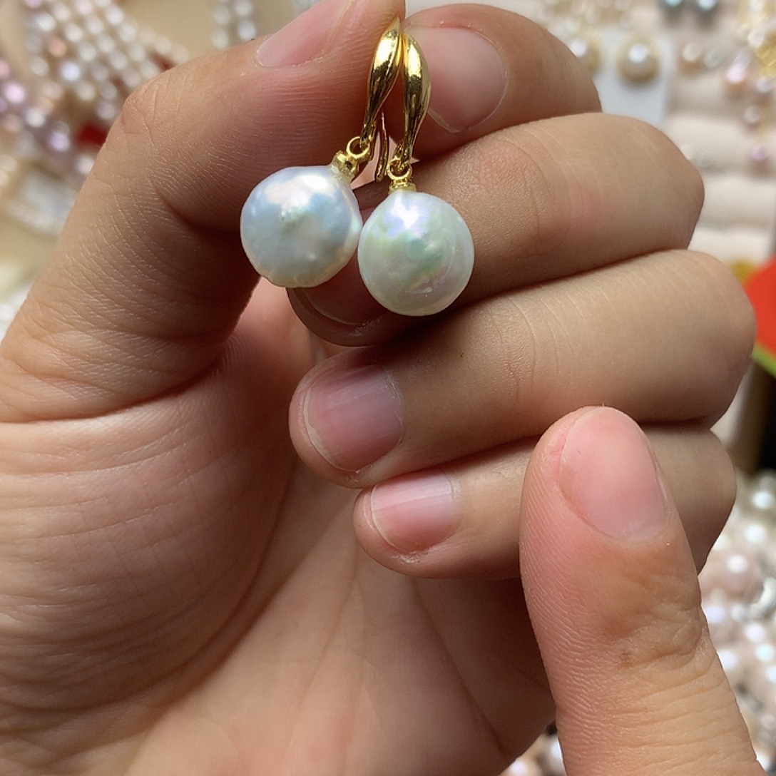 淡水珍珠5-6未镶嵌n 56耳钉