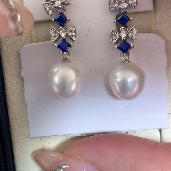 银S925镶嵌耳饰海水珍珠