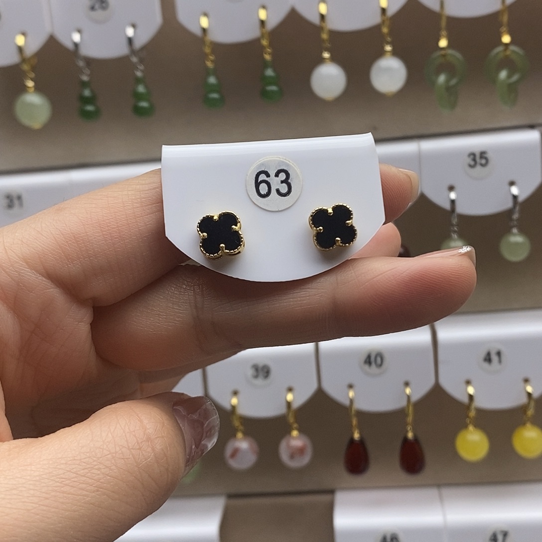 和田玉银S925镶嵌耳饰