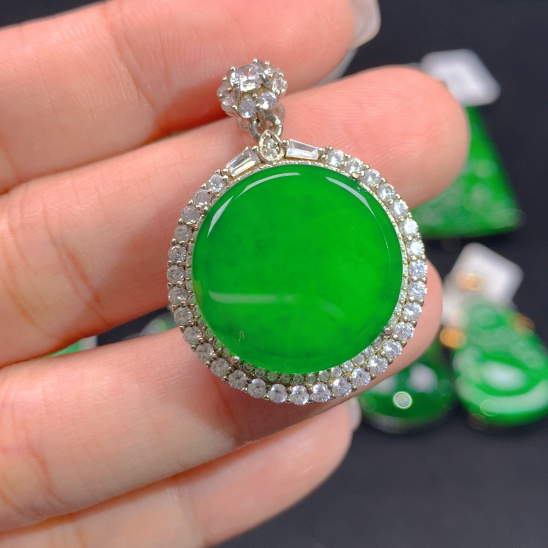 翡翠颈饰银S925镶嵌1111111111111