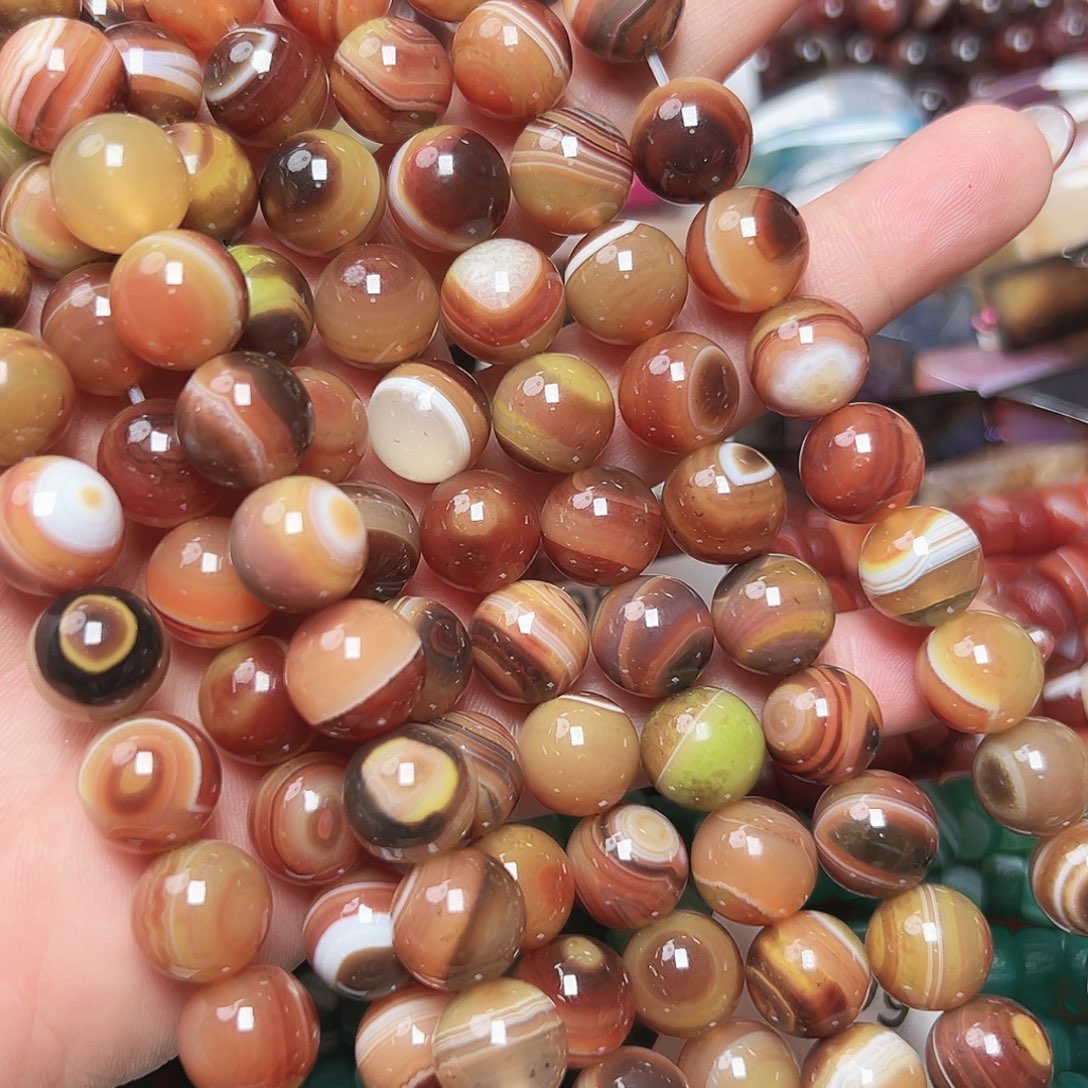 玛瑙/玉髓未镶嵌珠宝半成品L600.  缠丝玛瑙一条12nm