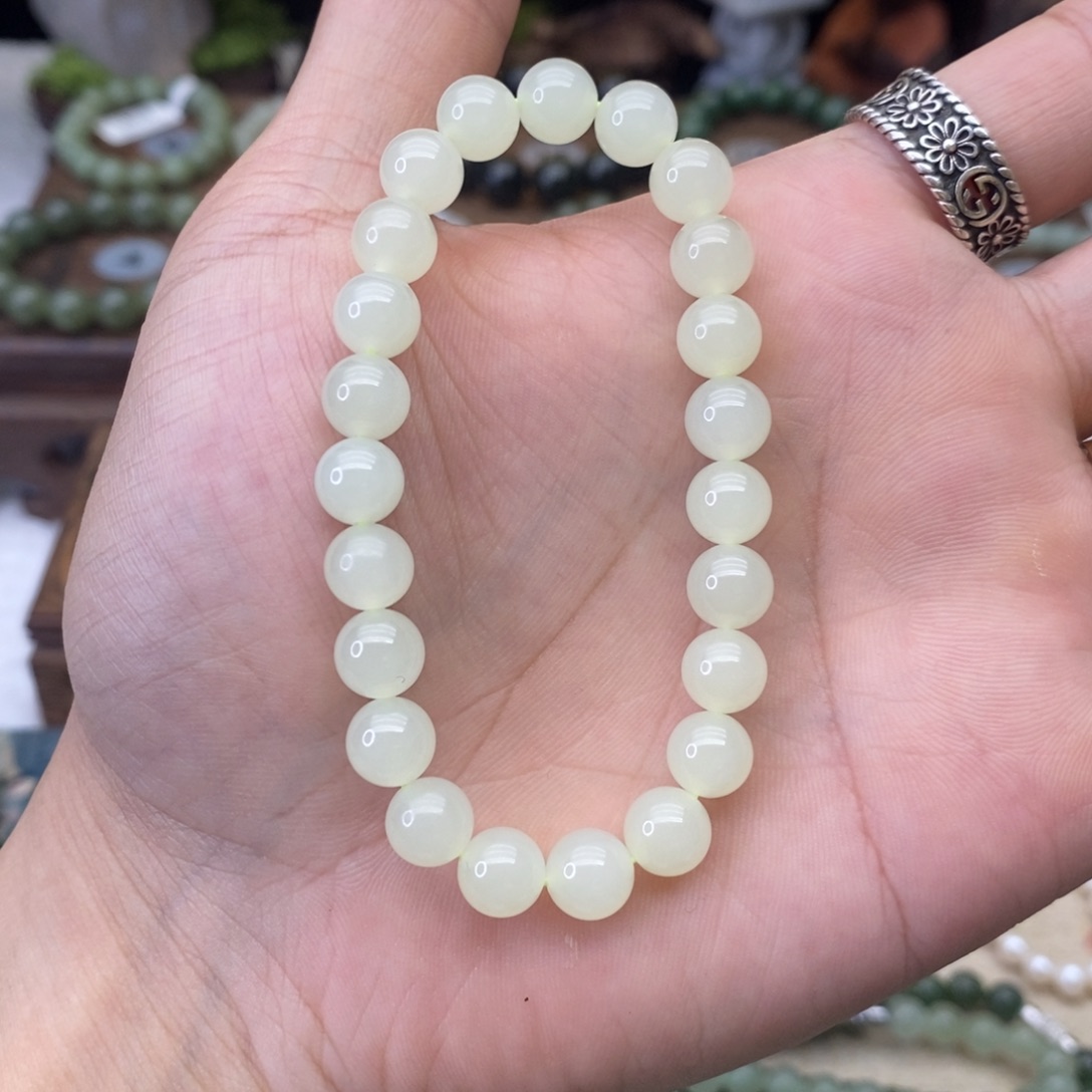 和田玉未镶嵌手链卡8高冰蜂蜜水