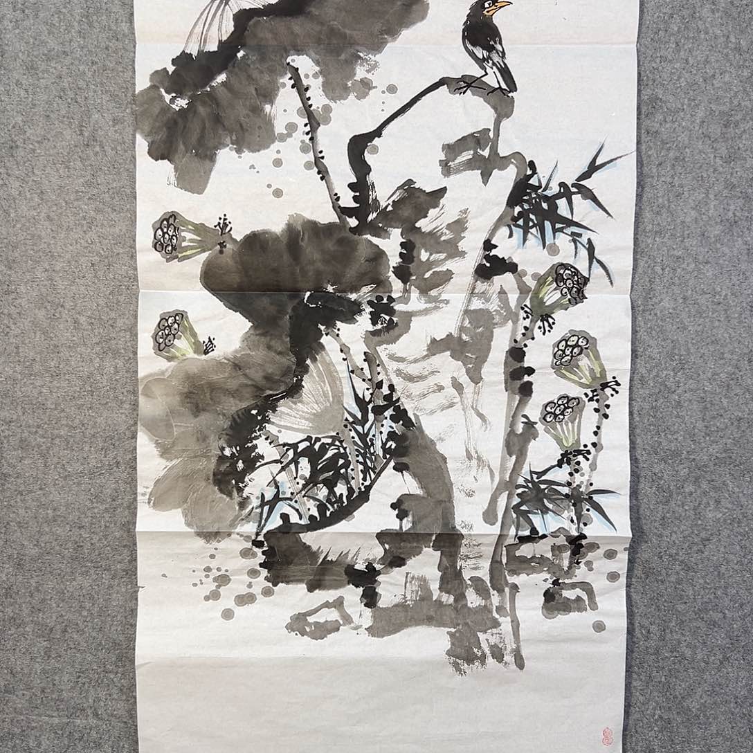 国画425 牡丹之花之叶的颜色与叶