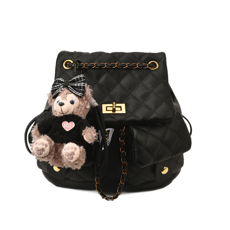 花礼小香风双肩包女韩系潮高级感时尚菱格链条小背包