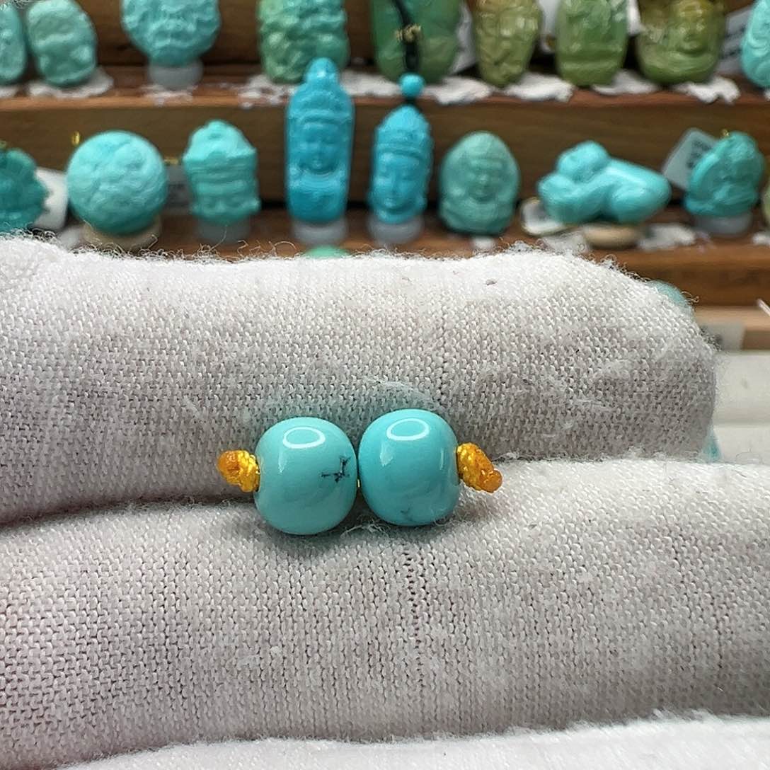 绿松石老型对珠 未镶嵌