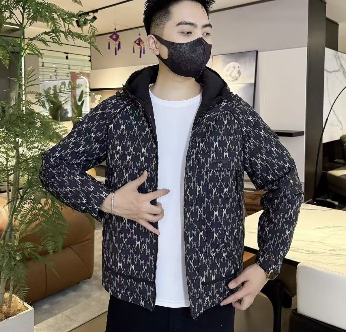 110574#新款男士美式工装连帽字母加厚防寒冬季潮流外套