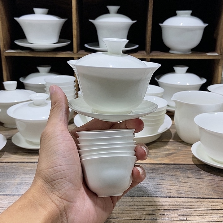 骨瓷大反口盖碗盖下约100ml+6玉兰杯35ml福利