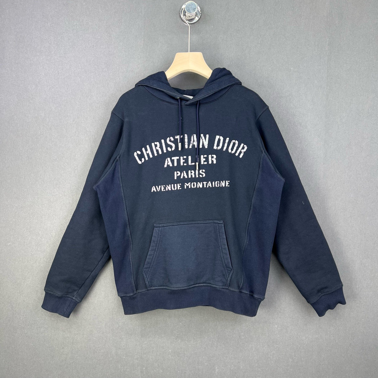 99新 DIOR/迪奥 S码/黑色植绒标语LOGO连帽卫衣/13042611