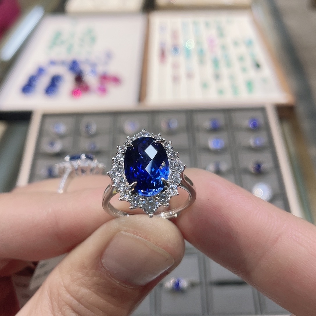 925银培育宝石实心s925银镶