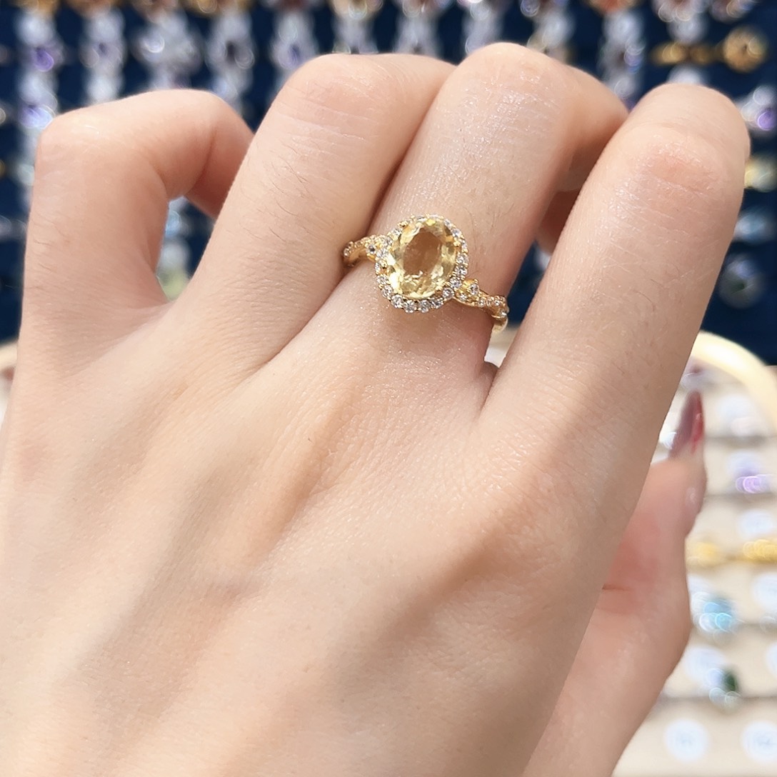 黄晶女款银S925镶嵌戒指