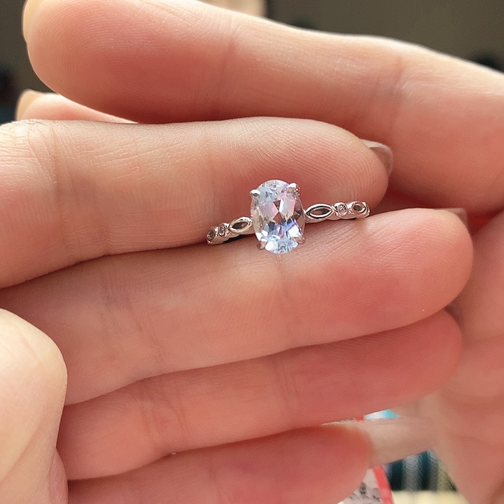 海蓝宝石戒圈银S925镶嵌