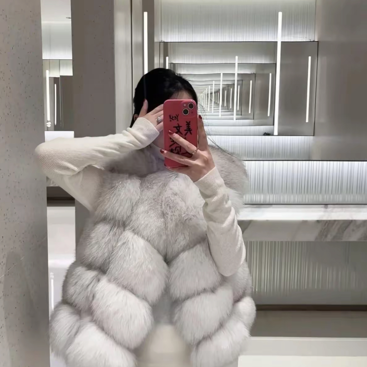 2025秋冬新款【告白气球】整皮狐狸毛中长款马甲时尚年轻百搭气质款