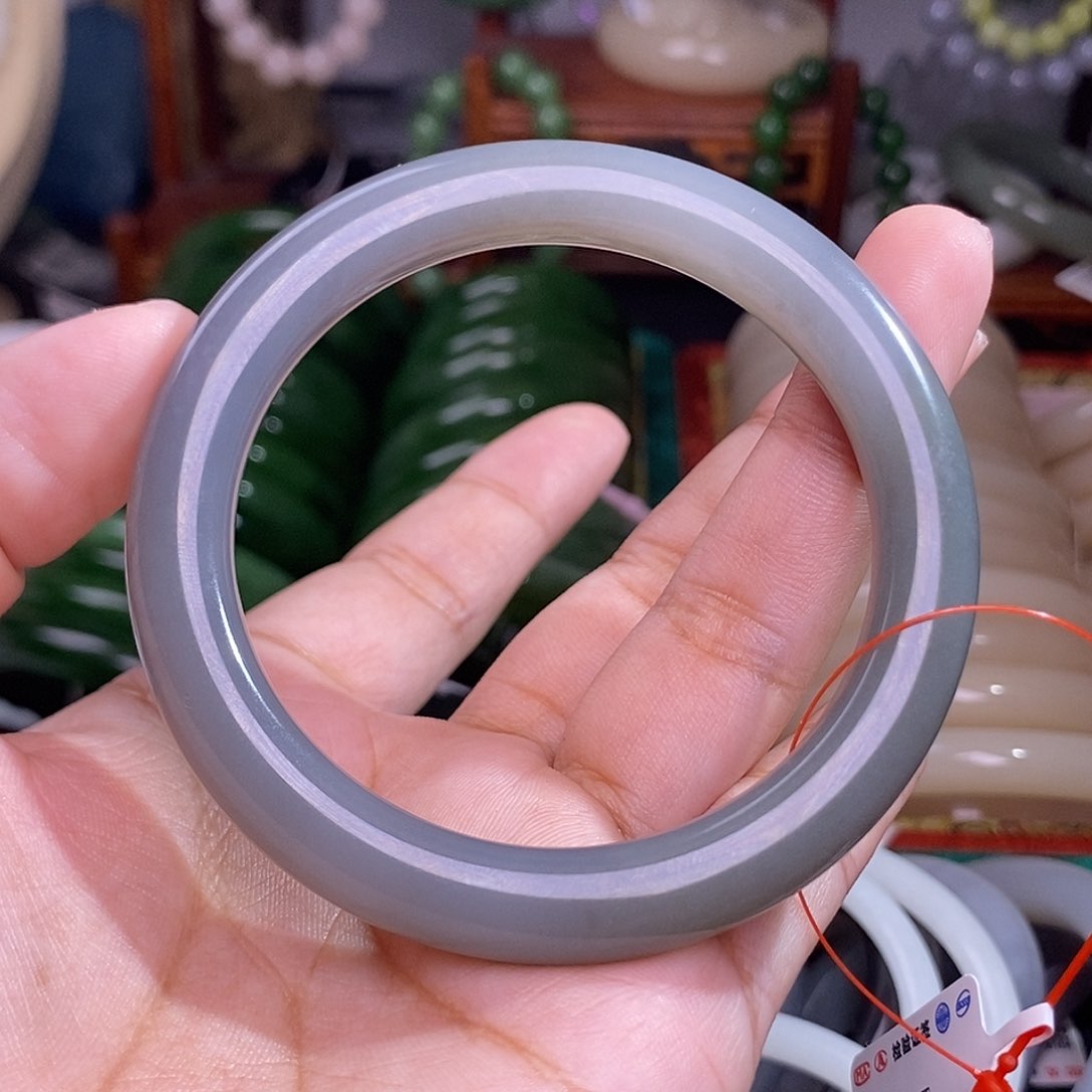 和田玉烟紫福利手镯57圈未镶嵌