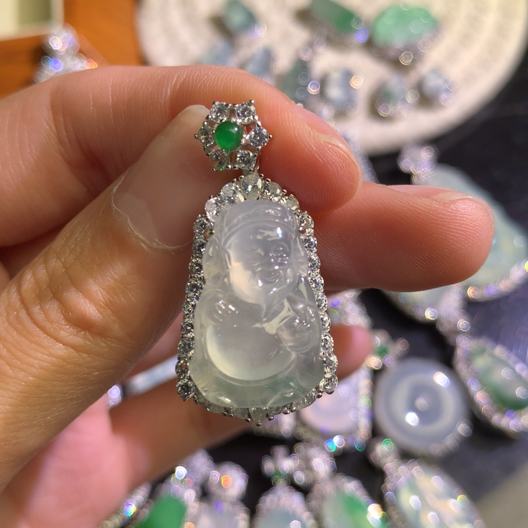 翡翠银S925镶嵌颈饰