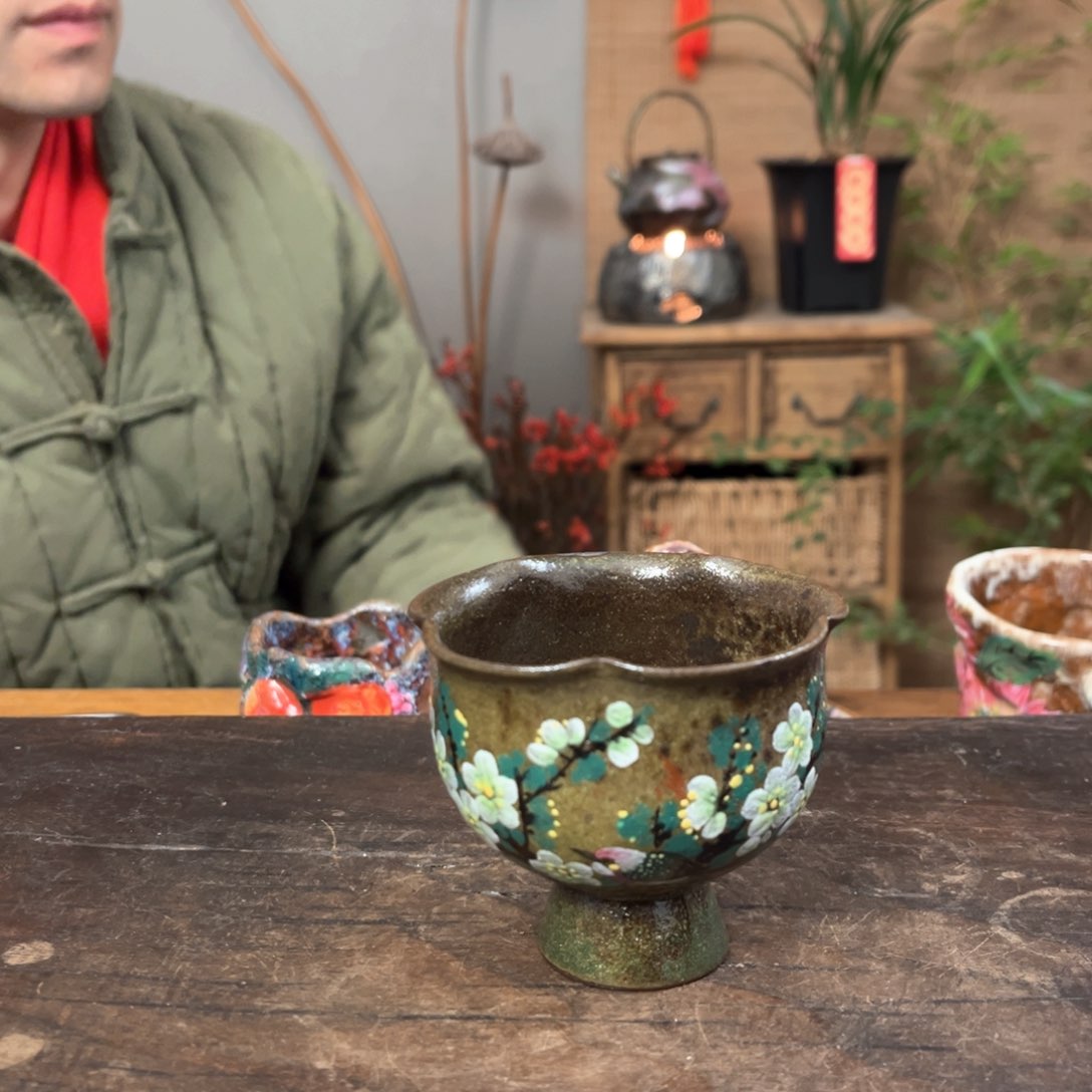 瓷片景德镇柴烧手绘杯