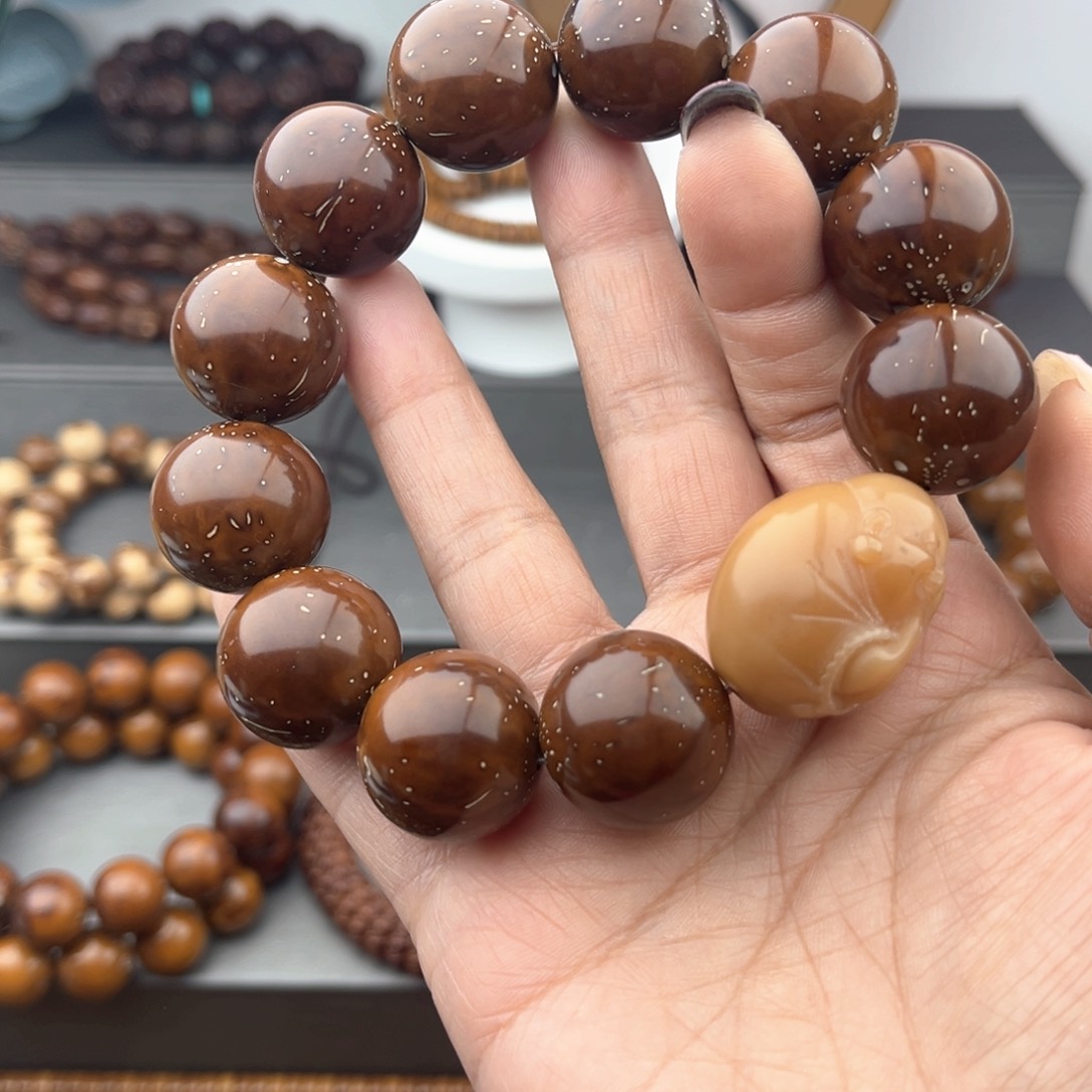 紫金鼠手串半实心光珠满天星款20