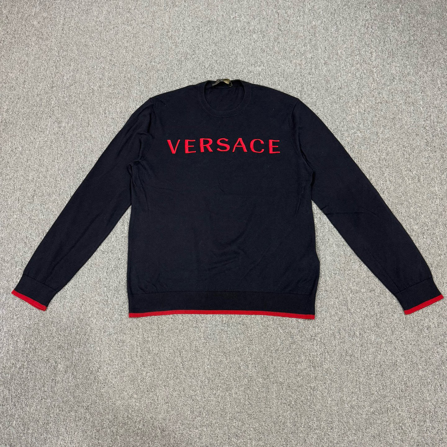 99新 VERSACE/范思哲 18269888 胸前字母logo针织衫 48码99新