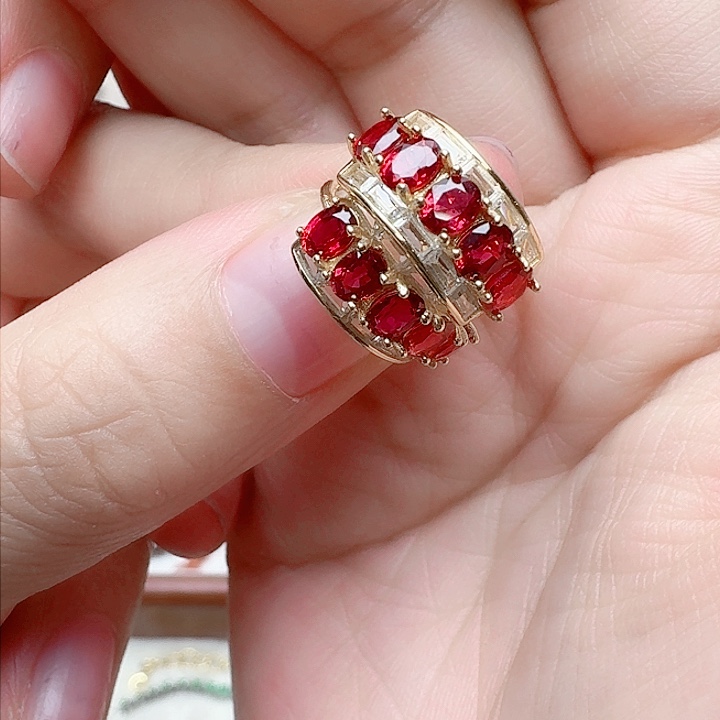 蓝宝石耳饰银S925镶嵌耳钉