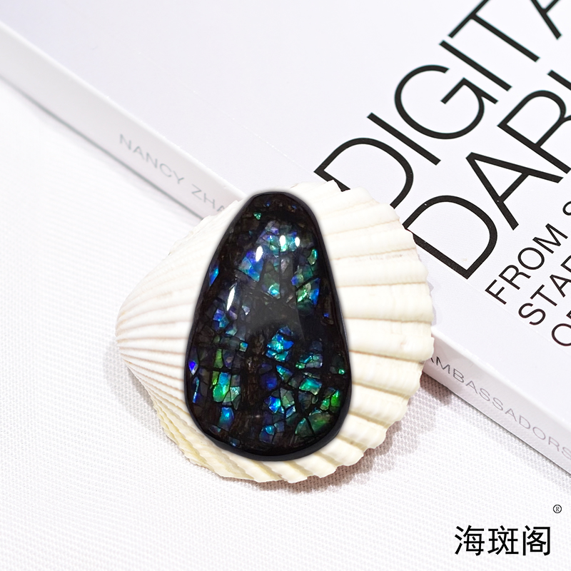 【海斑阁】天然加拿大斑彩宝石有机宝石收藏树脂覆膜裸石DLS-25018