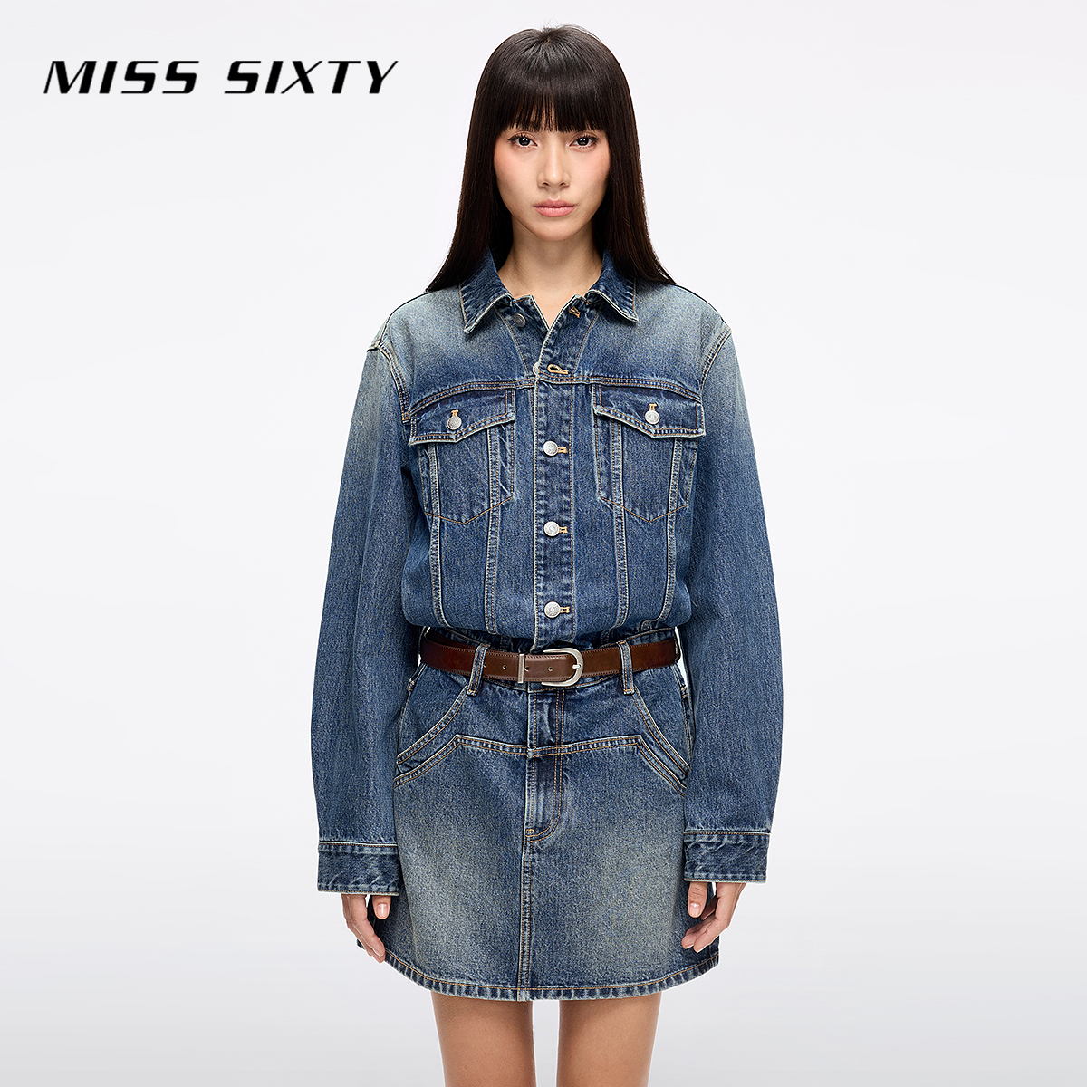 【达人专属】【防晒】Miss Sixty2025新款牛仔连衣裙配腰带1556