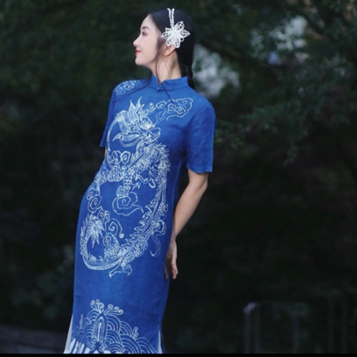 民族风手工植物染蜡染元素时尚连衣裙复古优雅